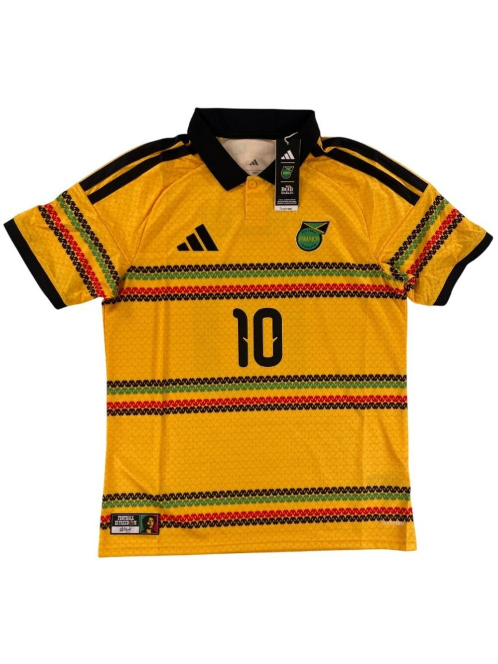 Adidas Jamaica Bob Marley #10 2026 Home Replica Soccer Jersey Yellow Size L NEW